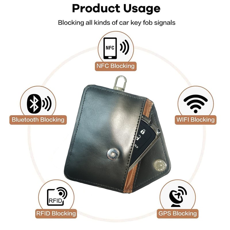 AtfArt Faraday Box for Car Keys Leather Signal Blocker Box