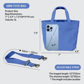 ilyswee - Bolso cruzado para mujer, bolsa de mano con correa extraíble, varios bolsillos, de nailon, para gimnasio, trabajo, viajes, 5l - Azul, Small