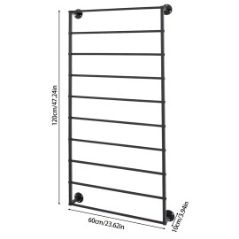 Unbranded 10 Tiers Wall Mounted Bathroom Towel Rack Iron Scarf Rack 23.62*47.24 in Black