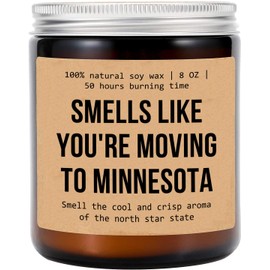 Smells Like You're Moving to Minnesota Candle - Minnesota Moving Gift - Minnesota Decoration Candle - Aromatherapy Glass Candle Jar - Non-Toxic Ingredients