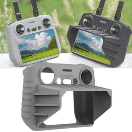 Honlyn Controller Protective Cover Silicone Compatible with AIR 3 DJI RC 2 Case with Sun Hood Sunshade Accessories (Grey-with Hood)