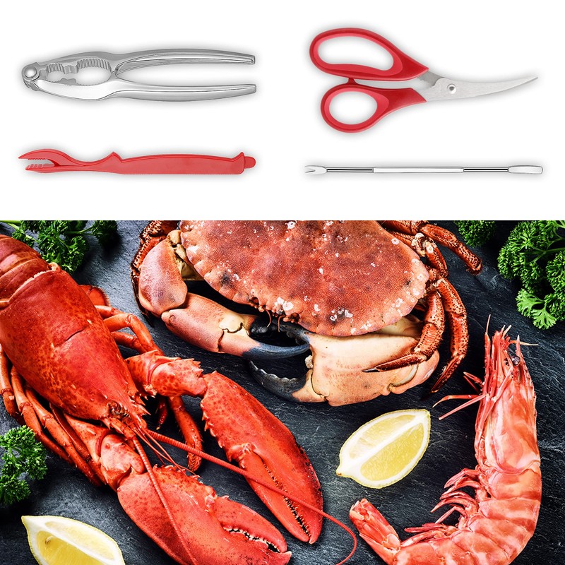 Crab Crackers and Tools, 27-piece Seafood Tools Set, Includes 8