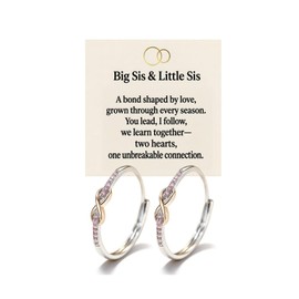 HUASAI Sister Rings BBF Rings Knot Twist Band Matching Set for Women Sister Gift Birthday Valentines Day Big Sis Little Sis Friendship Promise Band Interlocking Design Two Tone CZ Stone