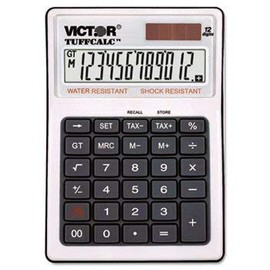 Victor TUFFCALC Desktop Calculator, 12-Digit LCD, Black / White