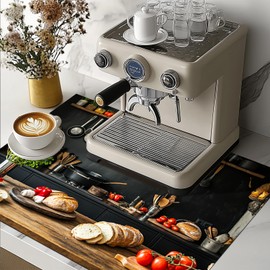 HOMETITUTE Stove Top Covers Pad 28 x 20 inches Dish Drying Mat Rustic Kitchen Scene Kitchen Decorations Coffee Bar Mats for Coffee Maker Machine Dish Drying Stove Top Dishes