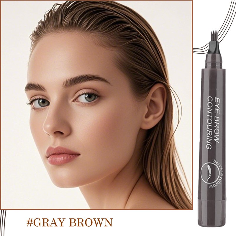 Eyebrow Pen Waterproof with 4 Micro-Fork Tip for Natural Long-Lasting