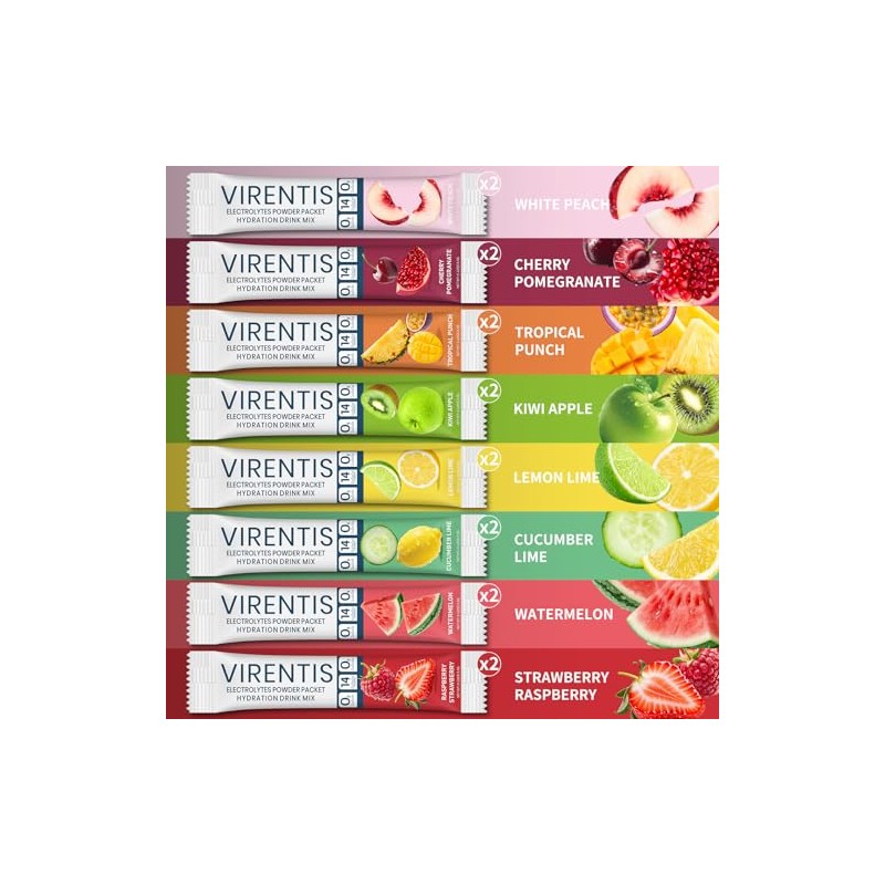16 Sticks Electrolytes Powder Packets Sugar Free Hydration Packets, 8