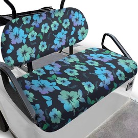 FUIALDOLG Golf Cart Seat Covers for Yamaha,Club Car,Green Gradient Hibiscus Comfortable Fabric Split Backrest Front Seat Cover, Washable Breathable Cloth,Golf Car Accessories