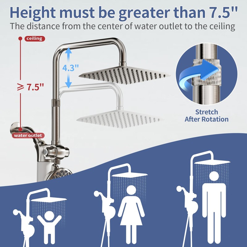 SINGSUO Filtered Rain Shower Head with Handheld Spray Combo, High