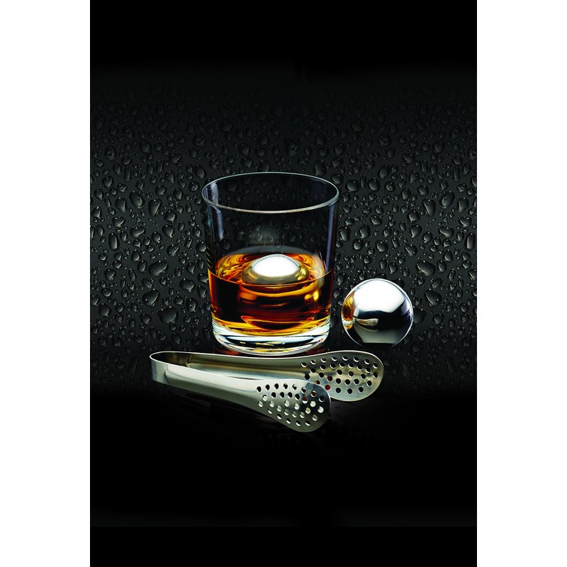 BarCraft Ice Ball Set, Stainless Steel, Pack of 2 Reusable