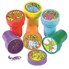 Dinosaur Stampers Theme Self-Ink Stamps for Kids, Crafts Party Favors, Assorted, 1.4" Inch Stamp (6-Pack)