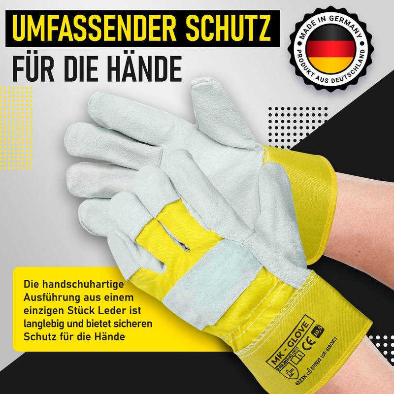 MK-Glove Robust Work Gloves Leather Men - Gardening Gloves with