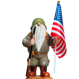 Redwix Military Garden Gnome with Guns Outdoor 11", US Army Gnomes Garden Decorations, Patriotic Army Gnome