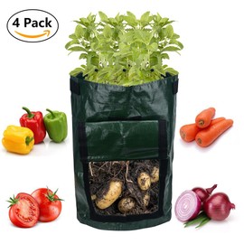 Lychee 4 Pack 10 Gallon Potato Grow Bags PE Portable Premium Breathable Potato Growing Bag for Grow Vegetables Potato Carrot Onion Tomato, 35cm x 45cm