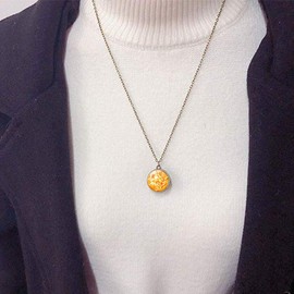 JczR.Y Sun Necklace Eight Planets Necklace Double-sided Glass Time Gemstone Ball Pendant Necklace Universe Galaxy Solar System Moon Guardian Stars Necklace for Women(B:Sun)