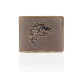 GREEN DEED Genuine Leather Men's Wallet - Large Leather Wallet - Wallet with Coin Compartment - Tri-Fold Wallet Men, motorcyclist moto motorcycle, Classic