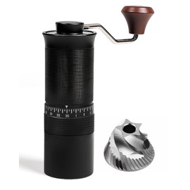 Manual Coffee Grinder with Stainless Steel Burr- 1.12oz Handheld Mill for Espresso, Drip, French Press,with 35 Adjustable Settings & Quiet (Black)