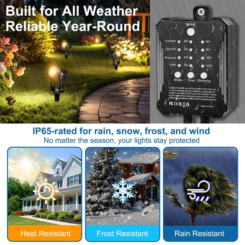 YGS-Tech All-in-One Low Voltage Landscape Lighting Kit, 8-Pack Landscape Lights