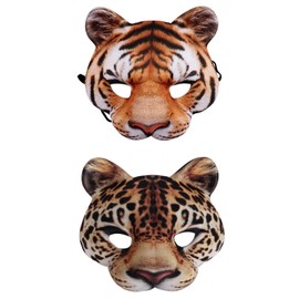 YSDYY 1 Piece Of Leopard Mask And 1 Piece Of Tiger Mask, Animal Mask, Creative Simulation Mask, Masquerade Mask, Animal Play Props
