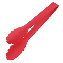 Okabe Tongs Non-Stick Silicone Food Tongs One-Pieces Seamless Design Heat Resistant Kitchen BBQ Grilling Tong BPA Free, Red 9.0in