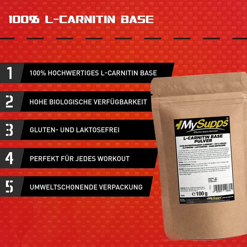 MySupps- L-Carnitine Base, Ultra-Fine L-Carnitine Base Powder in Environmentally Friendly
