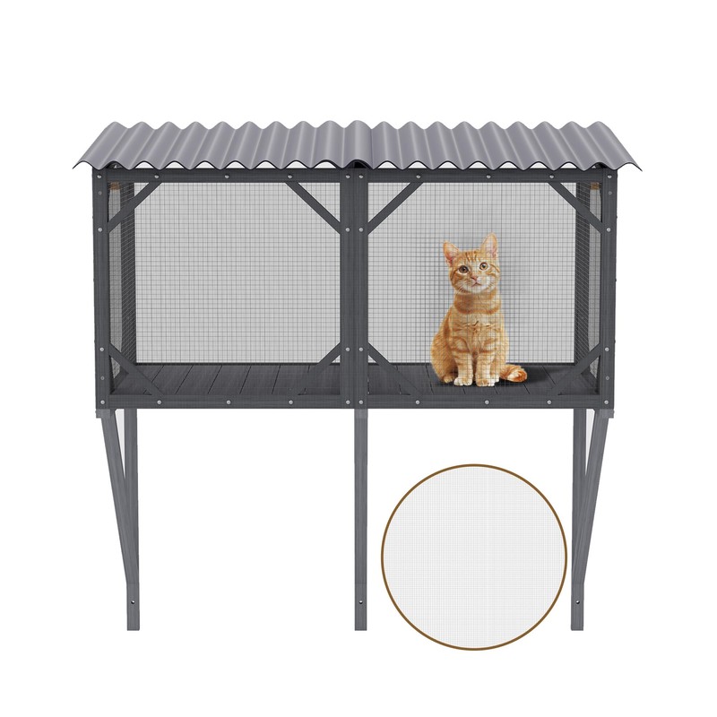 YOPTO 44.5" Cat Window Box,Catio Outdoor Enclosure W/Removable Mosquito Net
