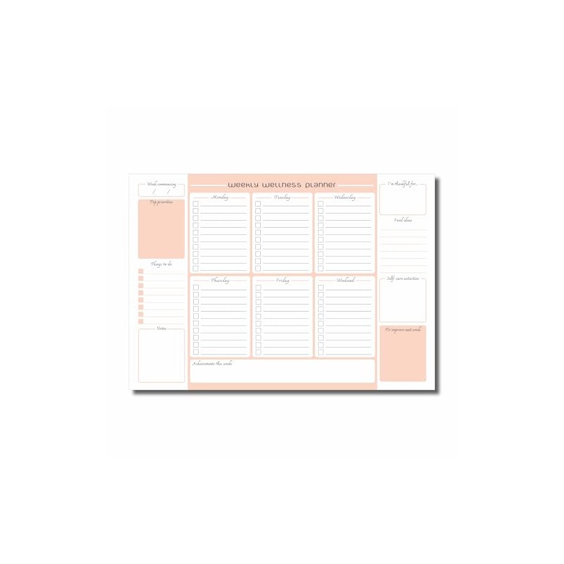 Cherry Weekly Wellness Planner A4 Pad | 52 Undated Sheets