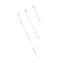 3 Pcs 925 Sterling Silver Extension for Jewelry - Necklace Bracelet Anklet Extenders Chain Set for Women (3 Different length) Set A Silver
