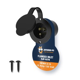 Journeyman-Pro 5278 15 Amp 120-125 Volt, NEMA 5-15 Flanged Inlet, Black Commercial Grade, 2 Pole-3 Wire, Straight Blade Plug Charger Receptacle (Front & Back Cover)