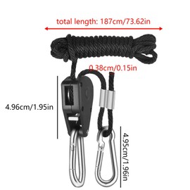 Pack of 4 Ratchet Hanger Duty Heavy, 1/8 Inch Rope Ratchet with Hook, Adjustable Rope Hook, Ratchet Rope Ratchet 2 m, Suitable for Plants, Fans and Lights, Grow Light Fittings, Plant Lamp G