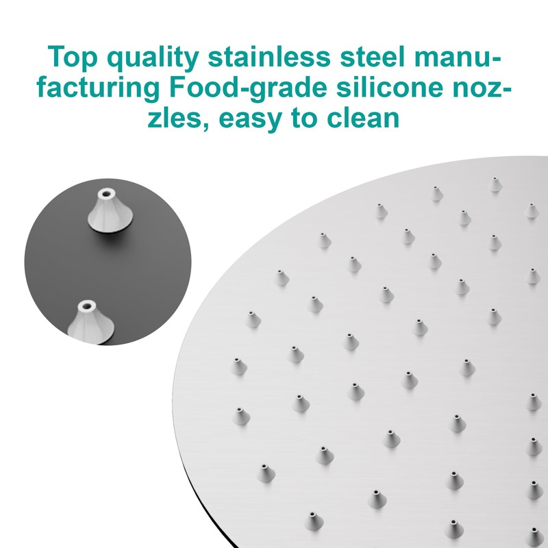 AULEEND 8 Inch Round Rain Shower head, High Flow Stainless