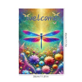 BlissYard Welcome Garden Flag 12x18 Inch Double Sided Spring Yard Flags Colorful Dragonfly Flower Outdoor Decorative Flag for Spring Summer Yard Porch Farmhouse Outside Decor