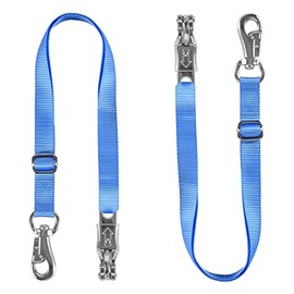 Trailer Tie for Horse Haulage, Cross tie with Adjustable Nylon Straps with Panic Snap and Bull Snap Fixed Eye Equestrian Equipment, 1 Inch( adjustable from 28" to 46")