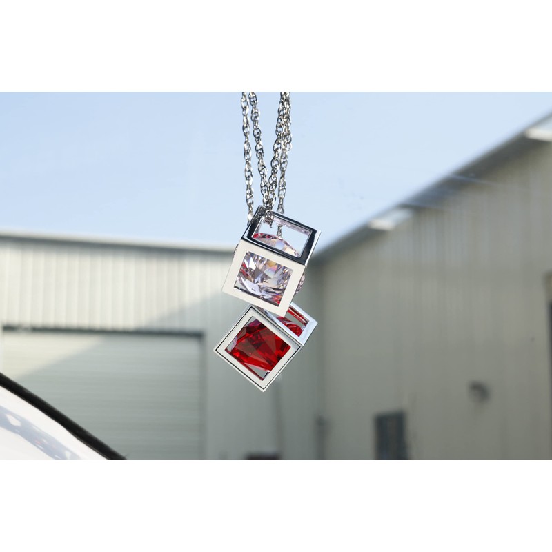 Bling Diamond Cube Car Rear View Mirror Charms, Crystal Rhinestone