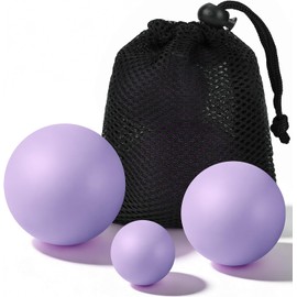 3 En 1 Bolas de Masaje, Juego de Bolas de Lacrosse, para Liberación Miofascial, Alivio del Dolor de Espalda, Masaje de Puntos Gatillo, Yoga, Fisioterapia, Masaje deTejido Profundo (Púrpura)