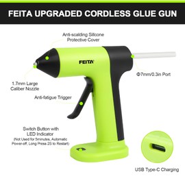 FEITA Cordless Hot Glue Gun Usb-C Rechargeable, 40S Fast Preheating, Portable Wireless Glue Gun Kit with 30pcs Mini Glue Sticks, Suitable for Kids Craft, DIY Home Repair