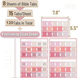 WUSJCOF 120 Tabs Bible Index for Women, Study, Bible, Journaling, Accessories, Large Print, Old and New Testament Study (Pink)