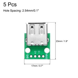MECCANIXITY 5Pcs Type-C Female USB 3.1 Tester Green PCB Board Adapter, Double Sided DIP with 26 Fixing Holes, 2.54mm Connector Socket for Data Wire Wire Transfer