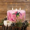 Eywamage 3 Wick Flameless Candle with Remote, Pink Hummingbird Floral