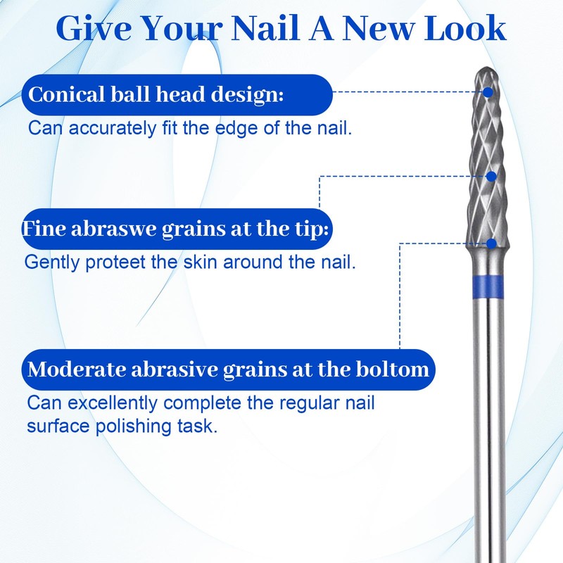 TIESOME 2Pcs 3/32" Nail Drill Bits Set, Professional Tungsten Nail
