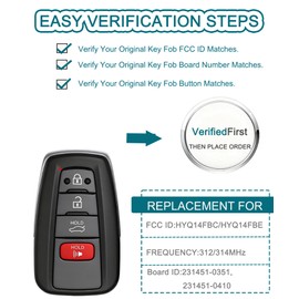 Smart Key Fob for Toyota Avalon 2019-2023, FengRKey Remote Control Key Fob Compatible for Toyota Avalon 2019-2023 HYQ14FBC 8990H-07070 8990H-07080 281451-0351