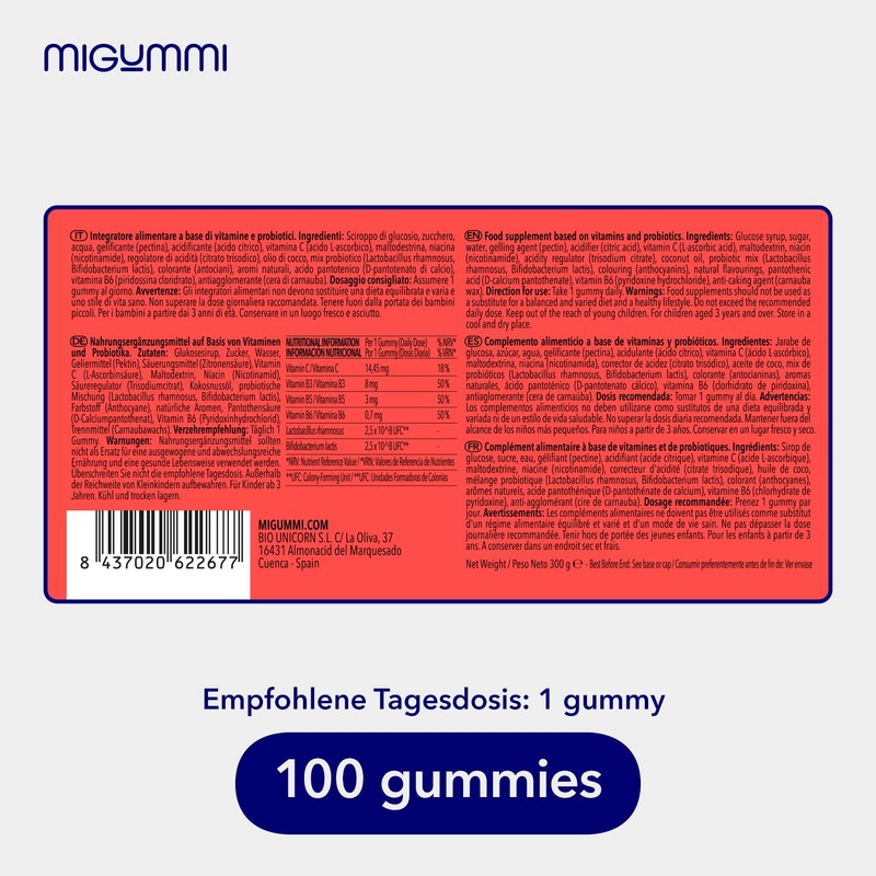 Probiotic Gummies Children | 100 Gummies with Natural Cherry Flavour
