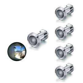 TOGU TG2814YG-PH Solid Brass UL Listed HD Glass Lens 220-degree Door Viewer Peephole with Heavy Duty Privacy Cover for 1-3/8" to 2-1/6" Doors, Polished Chrome Finish,5 Sets