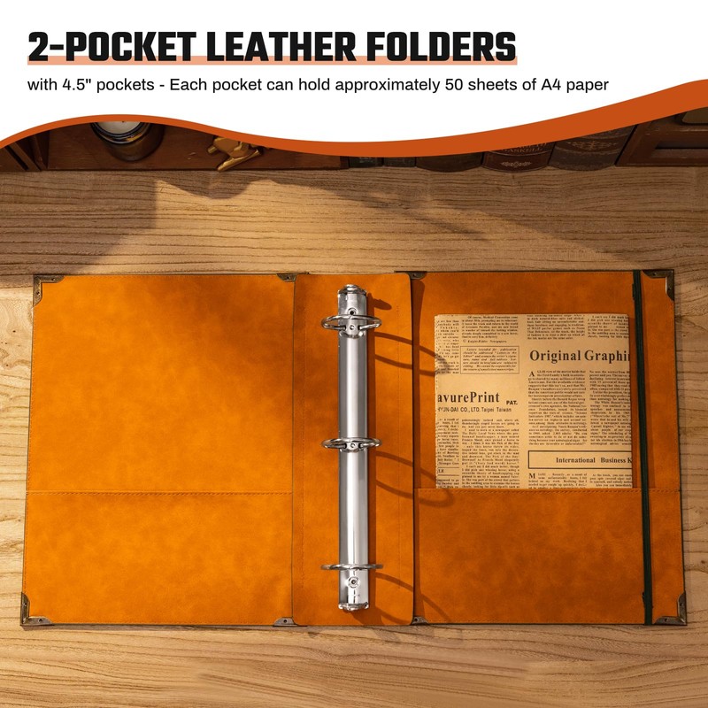 Ovesmusl PU Leather 3 Ring Binder Fits 8.5"x11" Letter Size