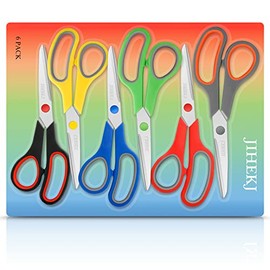 Scissors Bulk 6-Pack, All Purpose Scissors Stainless Steel Sharp Scissors for Office Home General Use Craft Supplies, High/Middle School Classroom Class Older Kids Scissor Set, Right / Left Handed
