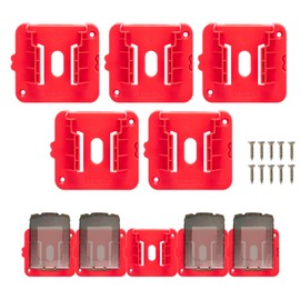 Battery Holder Fit for Milwaukee 18V Battery, Wall Mount Batteries Storage Organizer for M18 Work Van, Shelf, Toolbox for 48-11-1815 for 48-11-1828 for 48-11-1850 for 48-11-1860-(5 Pack)