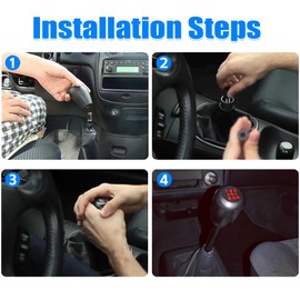 JNNJ Car Gear Knob Universal, Car 5-Speed Gear Knob, Gear Lever with 3 Adapters, Aluminium Alloy Gear Knob Adapter, for Manual Car Manual Transmission (Silver)
