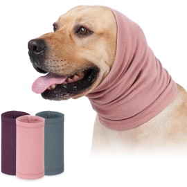 Dog Calming Hoodie Head Wrap, Anxiety Relief Ear Muffs for Dogs, No Shake Protection for Thunder Fireworks Grooming Vet PurpleSize: M, Color: Pink