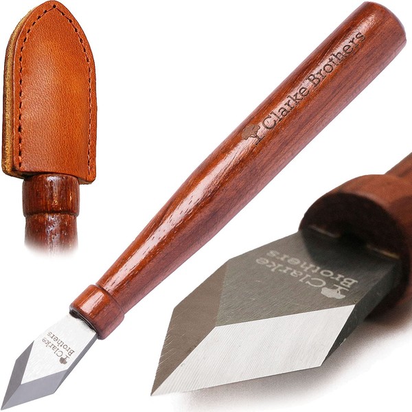 Clarke Brothers Marking Knife and Real Leather sheath – Wood