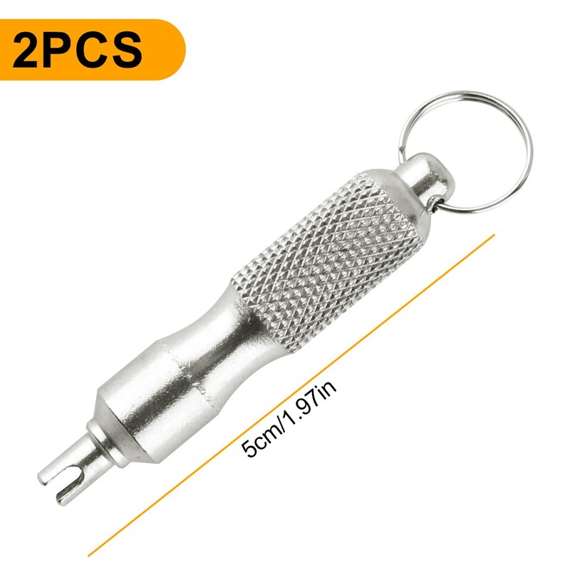 Lotsdonxia 2 Pcs Stainless Steel Valve Core Removal Tool Keychain